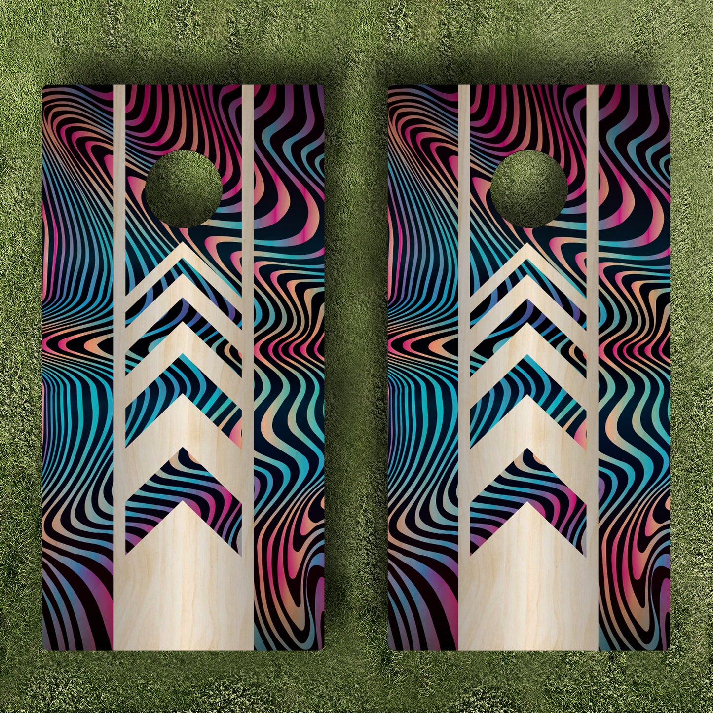 Psychedelic Chevron Cornhole Boards